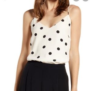 NWT SOMETHING NAVY poka dot tank